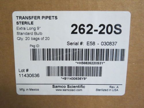 400 Samco Disposable Transfer Pipets 6mL 9&#034;  #262-20S