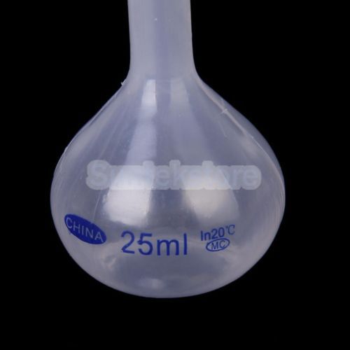 2x 25ml Lab Volumetric Flask Measuring Bottle Graduated Container Plastic W/ Cap