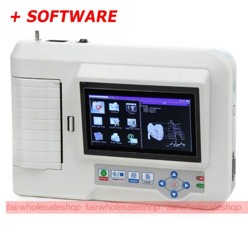 New touch screen 6 channel ekg ecg machine with pc software usb cable for sale