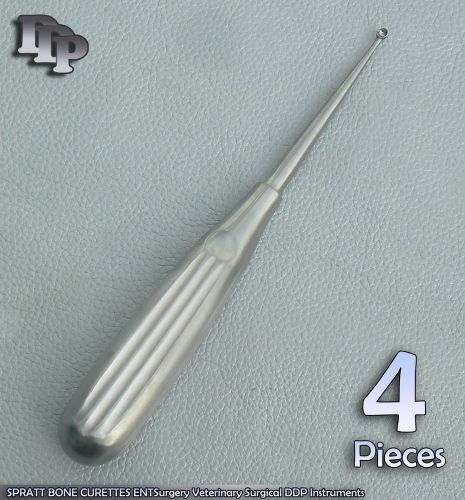 4 Pcs SPRATT BONE CURETTES 1 ENT Surgery Veterinary Surgical DDP Instruments