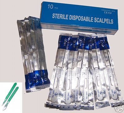 10 Disposable Scalpel # 21, Sterile, Plastic Handle TAXIDERMY AND DISSECTIONS
