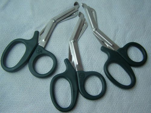 3 Utility Scissors 7.5&#034; Dark Green EMT Medical Paramedic Nurse Scissors