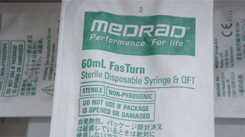Medrad 60ml fasturn sterile disposable syringe &amp; qft   ref # 60-ft-q  case of 50 for sale