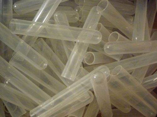 1,000 count 12 x 75mm frosted/clear plastic test tubes with 1,000 caps, new for sale