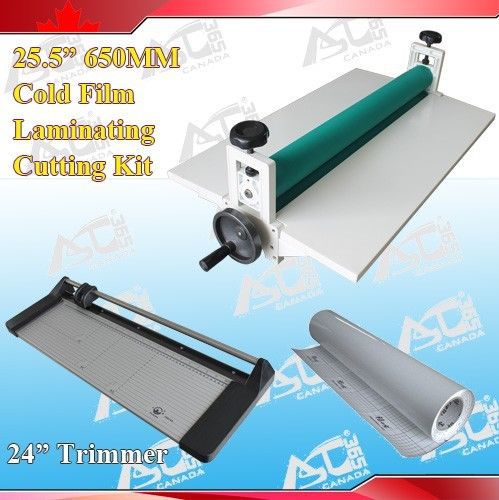 25.5&#034; cold laminator +24in rotary paper cutter trimmer + rolls laminating film for sale