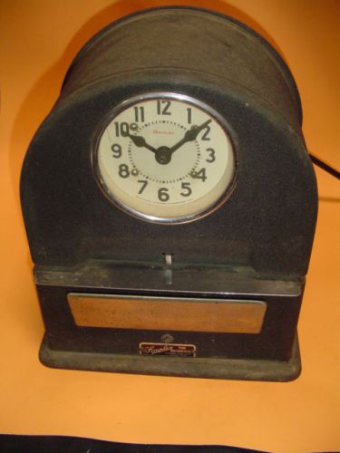 Vintage Simplex Industrial Tombstone Shape Time Clock~Working~Steampunk~Art Deco