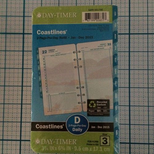 NEW DAY-TIMER COASTLINES 2 PAGE PER DAY REFILL JAN-DEC 2015 - 13980 - SIZE 3