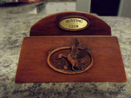 Nice Wood Carved Duck Business Card Holder