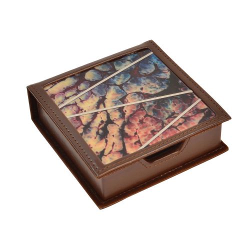 Ever earth red series espresso leather office stationery memo note card Holder