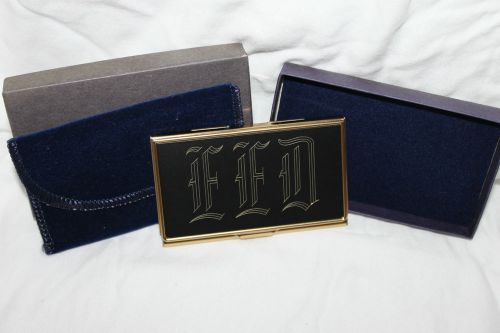 New Metal Business ID Credit Card Holder Case, Engraved Initials &#034;EED&#034;, Gift