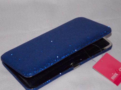 Checkbook / Wallet  /  Bright blue glitter /  hardshell  /  MIX &amp; CO.