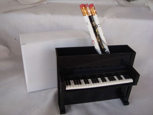 Piano desk caddy black upright 5.25&#034; l + 3 music pencils great music gift nib for sale