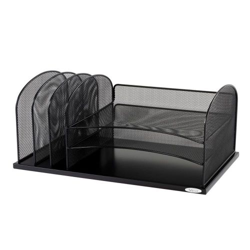 Safco SAF 3254BL -Onyx Steel Mesh Desk Organizer Black 6 Compartment -7 Pounds