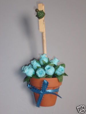 Topiary Noteclip Note Clip Holder Aqua Roses Turtle