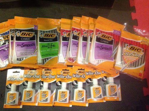 Lot Of 10 Packs Bic Pens &amp; 7 White Out Stocking Stuffers