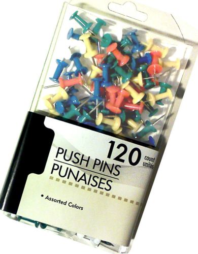 120 case multi colored push pins office teacher school thumb tacks for sale