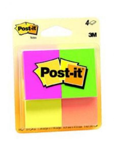Post-it Notes 1-1/2&#039;&#039; x 2&#039;&#039; Assorted Fluorescent 50 Sheets Per Pad 4 Count