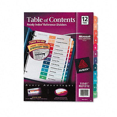 Avery Dennison Ave-11141 Ready Index Table Of Contents Reference