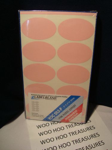 1000 LABEL BLANK 2&#034; X 3 1/4&#034; Pink Pastel Offset Oval Labels Permanent Adhesive