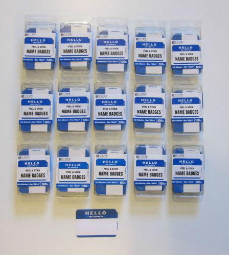 1500 BLUE &#034;HELLO MY NAME IS&#034; NAME TAGS LABELS BADGES STICKER PEEL STICK ADHESIVE