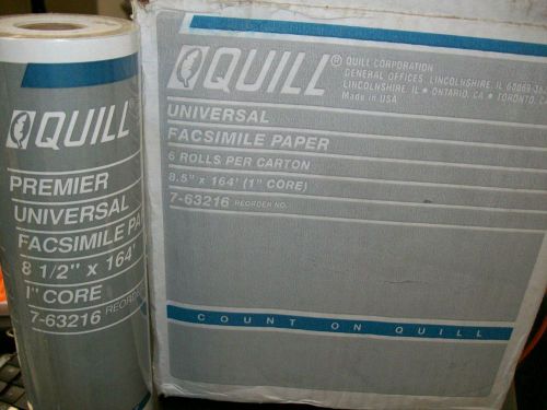 Quill Universal Fax Facsimile 6 Rolls Paper Thermal New Full Case 8.5&#034;x164&#039;x1&#034;