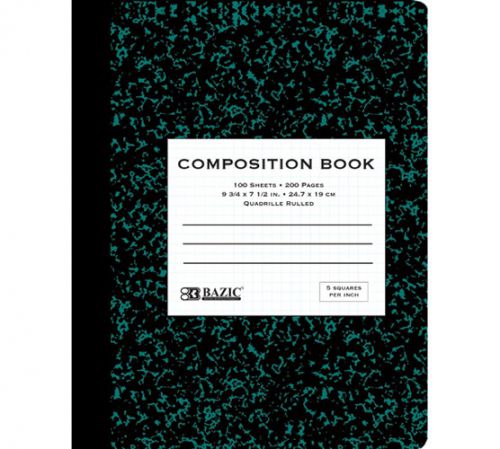 BAZIC 100 Ct. 5-1&#034; Quad-Ruled Marble Composition Book, Case of 48
