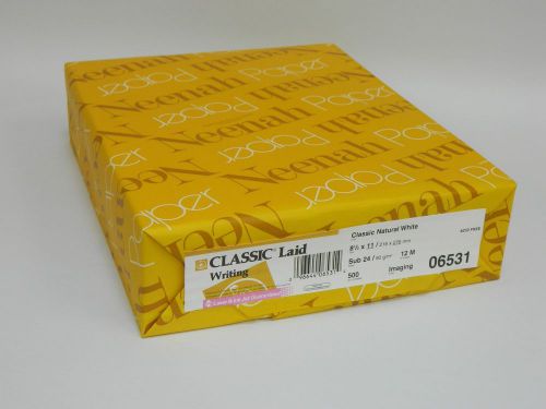 Neenah paper classic laid 24# writing, 8.5x11, natural white, 06531 for sale