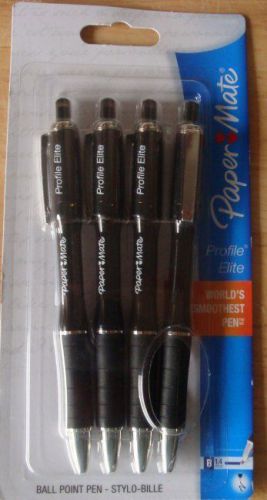 4 Paper Mate * PROFILE ELITE 1.4mm  Bold Point RT Ballpoint Pens * BLACK INK