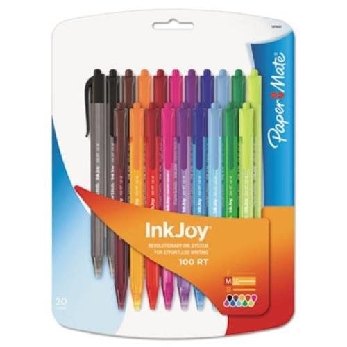 Paper Mate InkJoy 100RT Retractable Ball Point Pen,1.0, 20 pack, colors 1879331