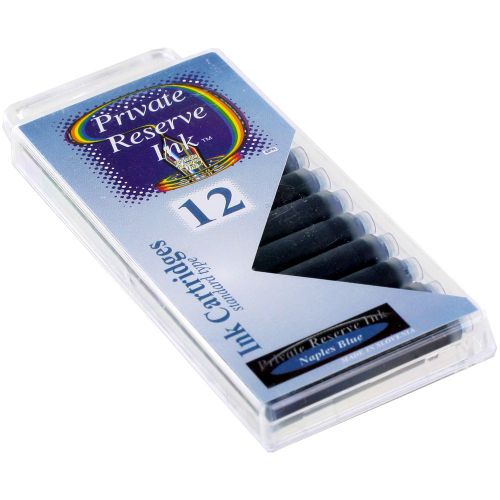 Private Reserve Ink Short International Ink Cartridges, Pack of 12 - Naples Blue