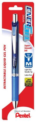 EnerGel Deluxe RTX Retractable Liquid Gel Pen 0.7mm Med Line Needle Blue Ink 1Pk