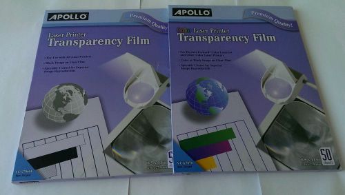 Apollo  Transparency Film Color and Black Lot of 2 - 50 sheets each