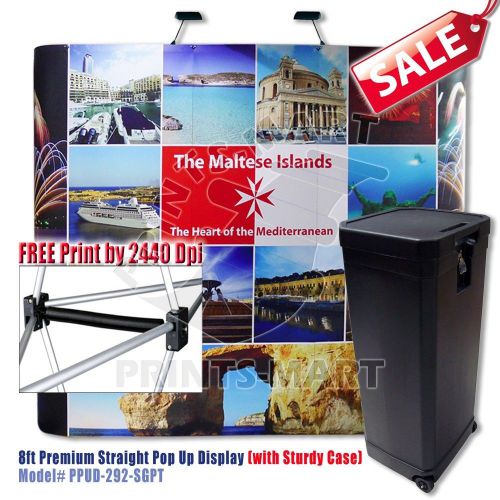 8&#039; pop up booth trade show display booth banner stand trolley case full graphics for sale