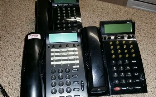 Lot of 3 Nec DTU-16D-2 (BK) Business system phone w/ Handset