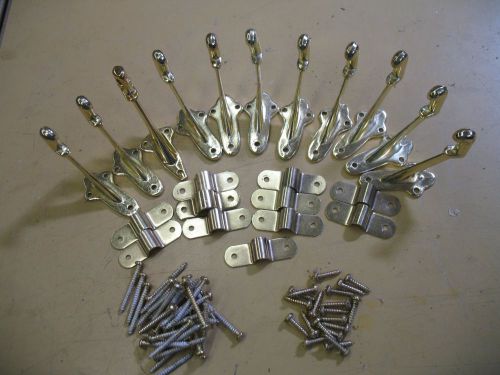 Lot of 11 Brass Finish Stair Handrail Brackets Screws, 2-3/8&#034; offset from wall