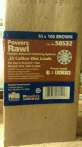 Powers Rawl .25 cal disc loads 1000 rounds power level 2&#034; brown&#034;RAMSET