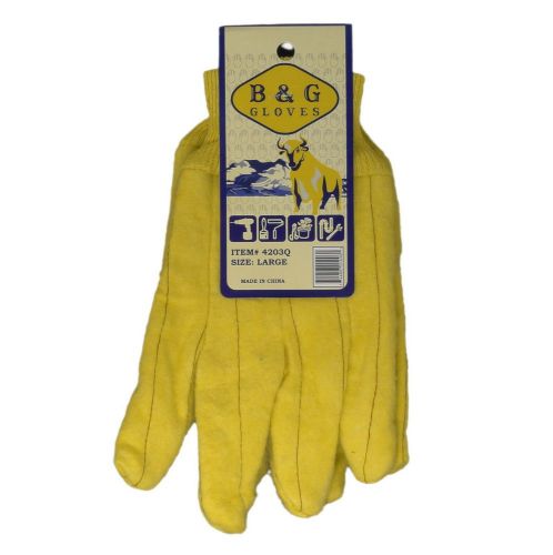 B&amp;G Large Yellow Work Gloves 4203Q Polyester and Cotton Mix