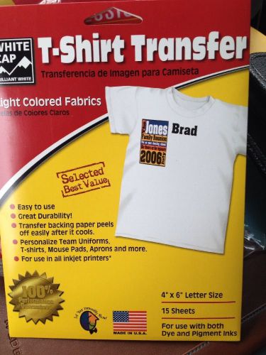 Light Inkjet T Shirt Transfer Paper - Photo Paper - 4x6&#034; 15 SHEETS New Pack