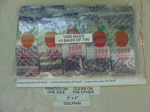 1000 Dolphin 2&#034; X 2&#034; 2 Mill Plastic Zip Seal Bags NEW!