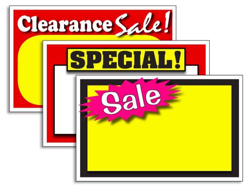 150 ASSORTED RETAIL STORE PRICE SIGNS: NEW! CLEARANCE/SALE/SPECIAL LOT OF 150