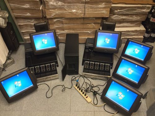 Radiant systems 6 x p1520 w/ cash drawer and server windows 7 epson tm-t88iv pos for sale