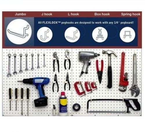 80 Mixed Black Locking Peg Board Hooks fit 1/4&#034; Pegboard Garage Tool Storage #F*