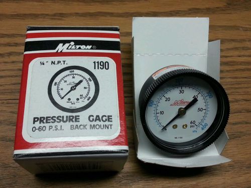 Milton 1190 Pressure Gauge 0-60 P.S.I. back mount 1/4&#034; N.P.T.
