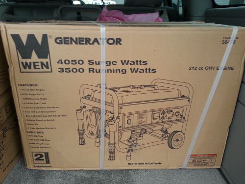 New in box with wheel kit WEN-56400 4050 Watt Generator power emergency gas