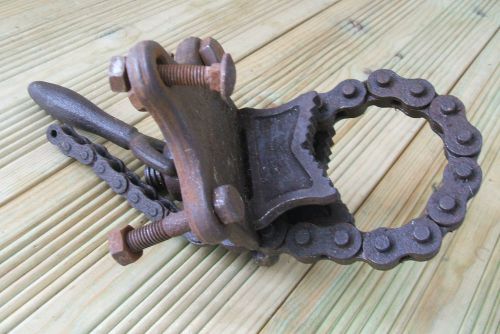 Vintage Original RECORD ENGLAND No. 181 ~ 1/8&#034; -2&#034; Bench Mounted Chain Pipe Vice