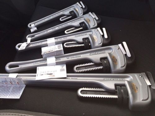 Set Of 5 NEW Ridgid Aluminum Pipe Wrenches 10&#034;, 12&#034;, 14&#034;, 18&#034; And 24&#034;
