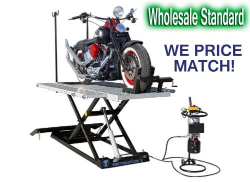 TITAN 1500 LB HYDRAULIC - ELECTRIC MOTORCYCLE LIFT WITH VISE &amp; EXTENSIONS XLT-E
