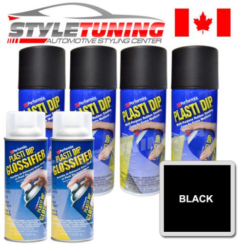 4 CANS OF BLACK + 2 CANS GLOSSIFIER (CLEAR) - BLACK GLOSS WHEEL KIT - CANADA
