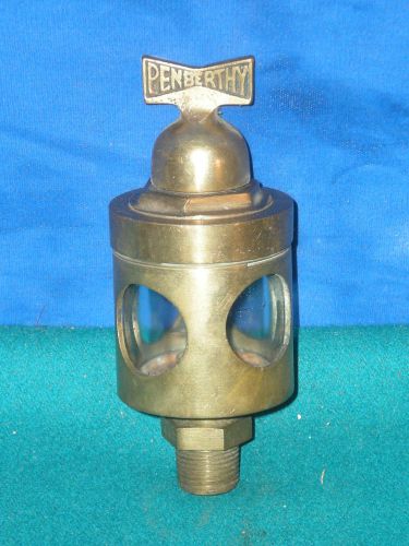 Antique vintage hit miss steam engine 2&#034; penberthy brass oiler steampunk nice for sale