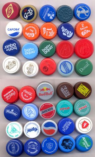 40 different plastic bottle caps (from russia) lot # 21 for sale